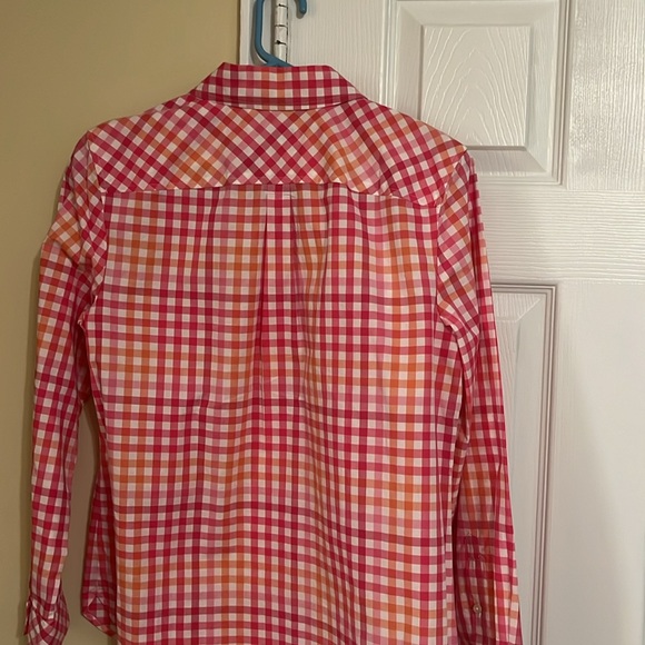 Talbots button down checkered blouse, size medium petite. - Picture 3 of 4